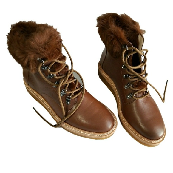 botkier Womens Winter Fur Hiker Boots